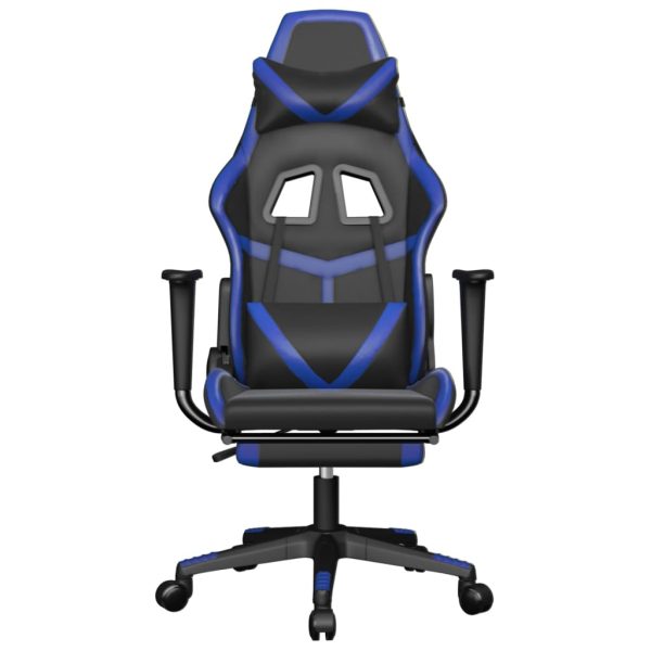 Sedia Da Gaming Con Poggiapiedi Nero E Blu In Similpelle - Image 3