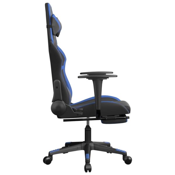 Sedia Da Gaming Con Poggiapiedi Nero E Blu In Similpelle - Image 4