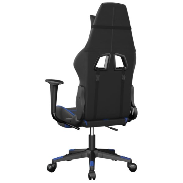 Sedia Da Gaming Con Poggiapiedi Nero E Blu In Similpelle - Image 5