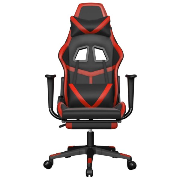 Sedia Da Gaming Con Poggiapiedi Nero E Rosso In Similpelle - Image 3
