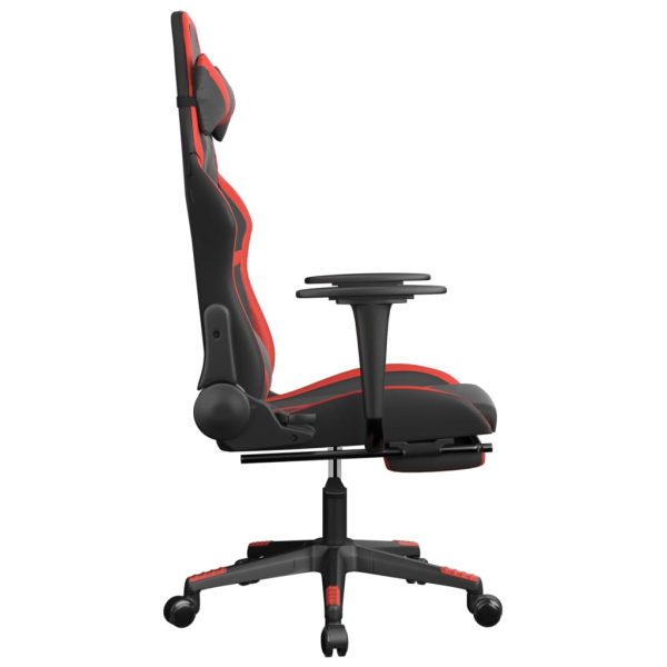 Sedia Da Gaming Con Poggiapiedi Nero E Rosso In Similpelle - Image 4