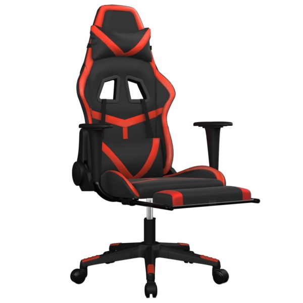 Sedia Da Gaming Con Poggiapiedi Nero E Rosso In Similpelle - Image 6