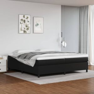 Giroletto A Molle Con Materasso Nero 200x200 Cm In Similpelle