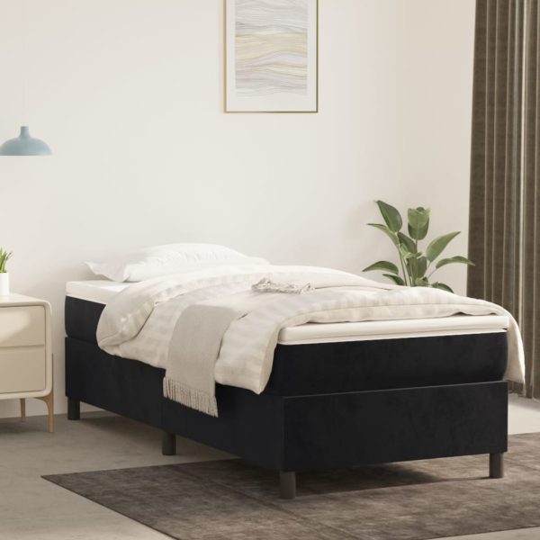 Giroletto A Molle Con Materasso Nero 80x200 Cm In Velluto