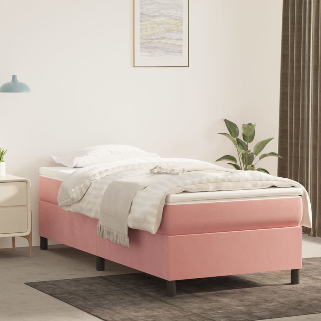 Giroletto A Molle Con Materasso Rosa 90x190 Cm In Velluto
