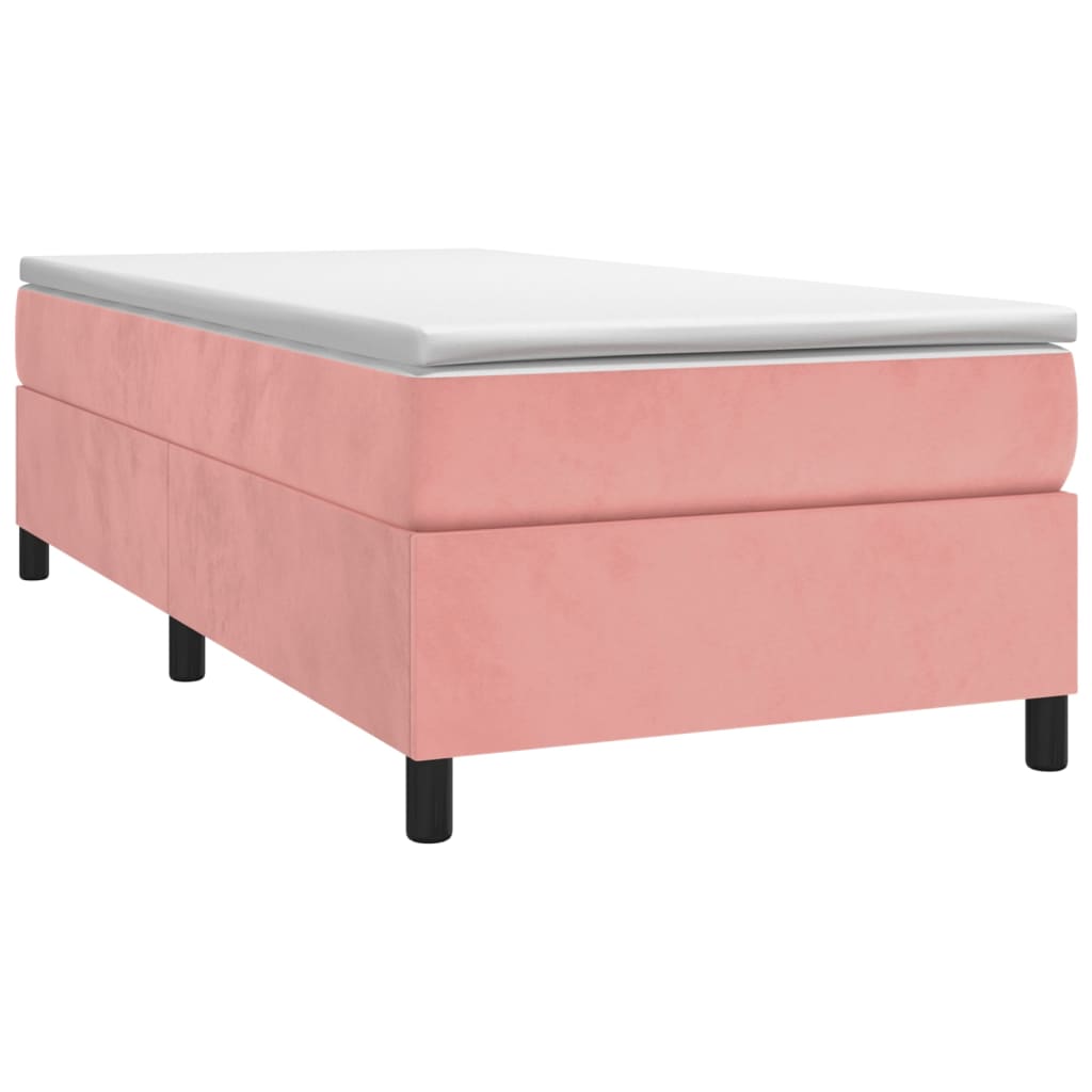 Giroletto A Molle Con Materasso Rosa 90x190 Cm In Velluto - Image 3