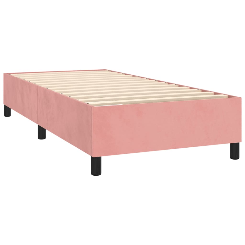 Giroletto A Molle Con Materasso Rosa 90x190 Cm In Velluto - Image 4