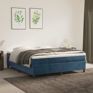 Giroletto A Molle Con Materasso Blu Scuro 180x200 Cm In Velluto