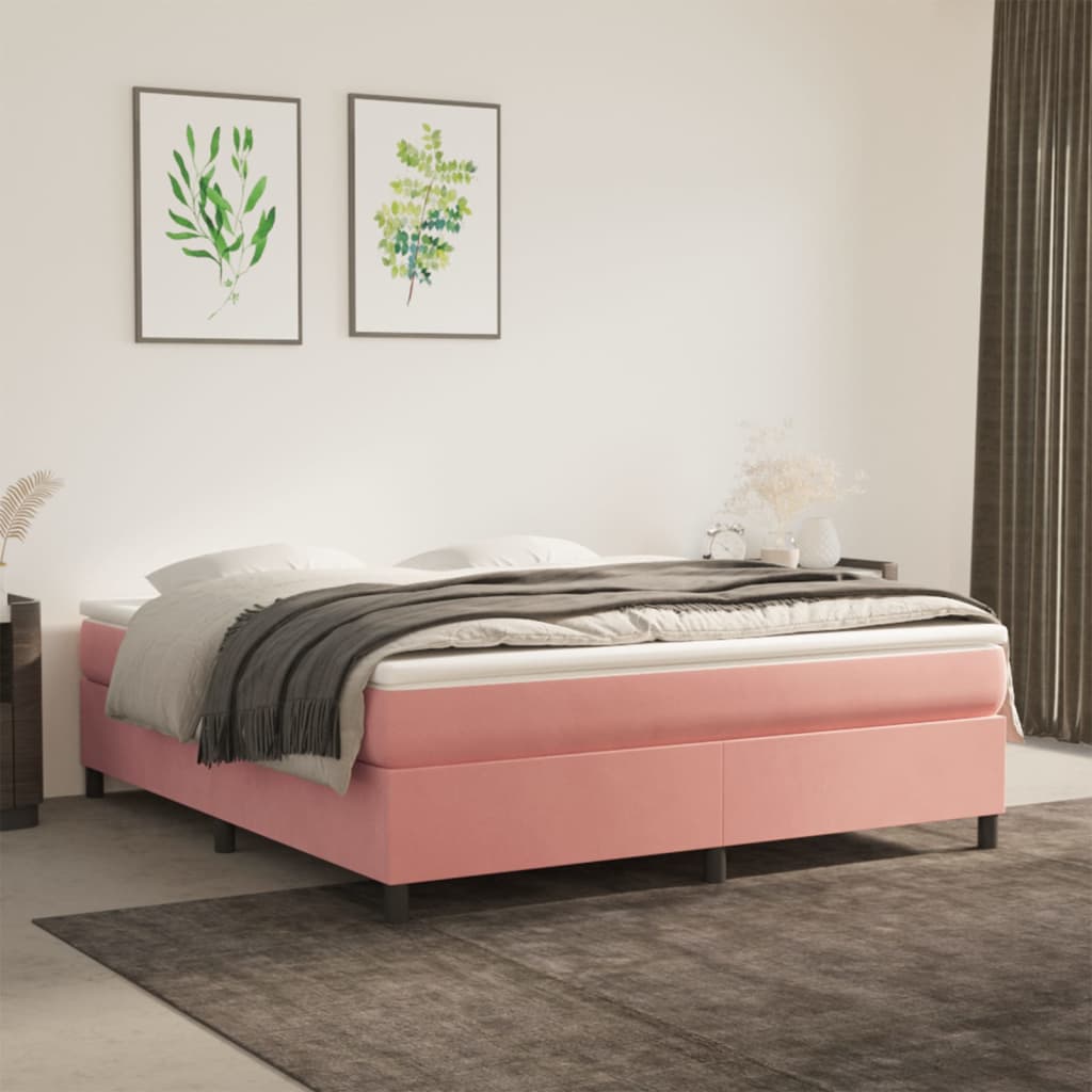 Giroletto A Molle Con Materasso Rosa 180x200 Cm In Velluto