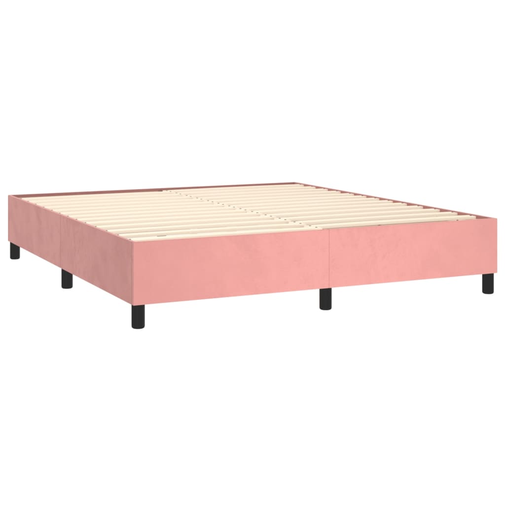 Giroletto A Molle Con Materasso Rosa 180x200 Cm In Velluto - Image 4