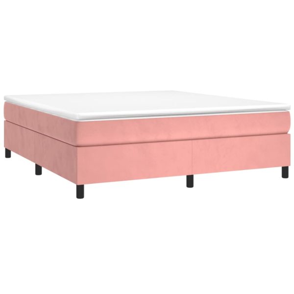Giroletto A Molle Con Materasso Rosa 200x200 Cm In Velluto - Image 3