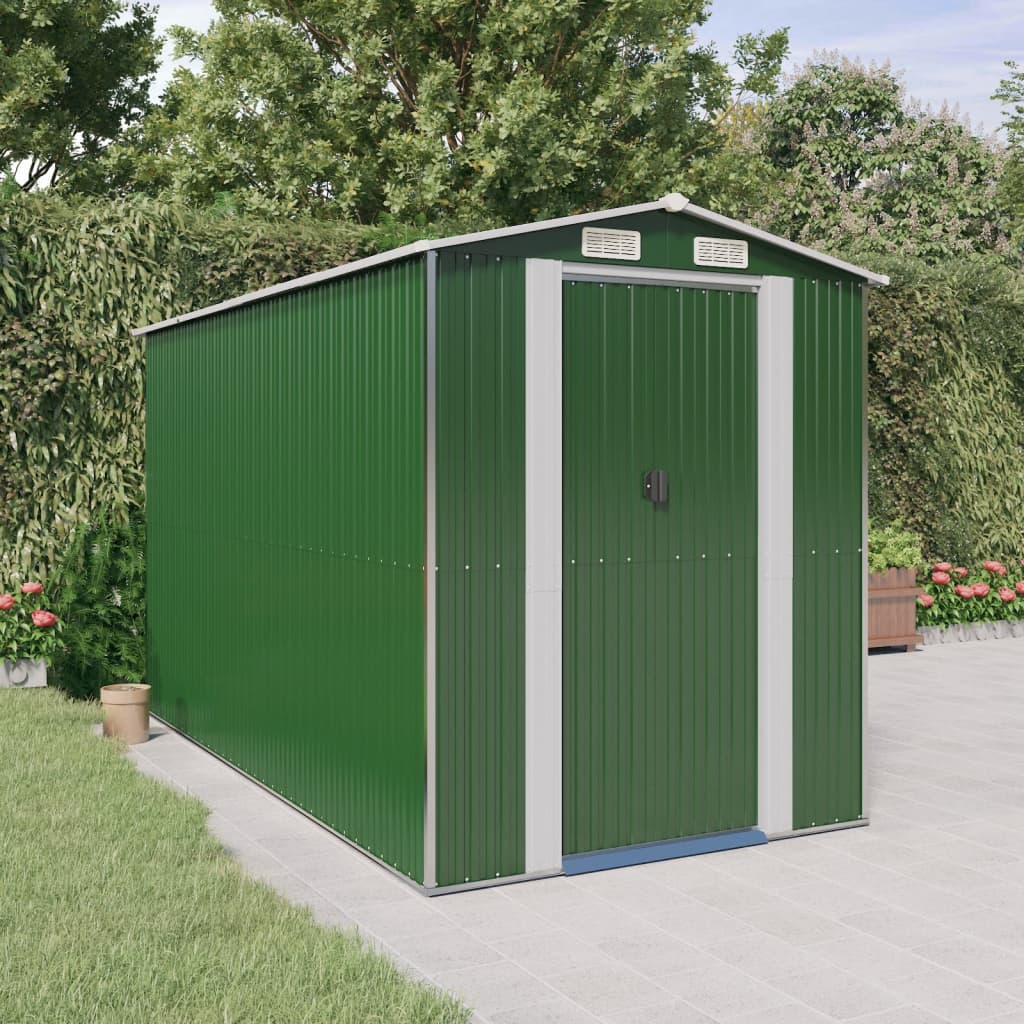 Capanno Da Giardino Verde 192x357x223 Cm Acciaio Zincato