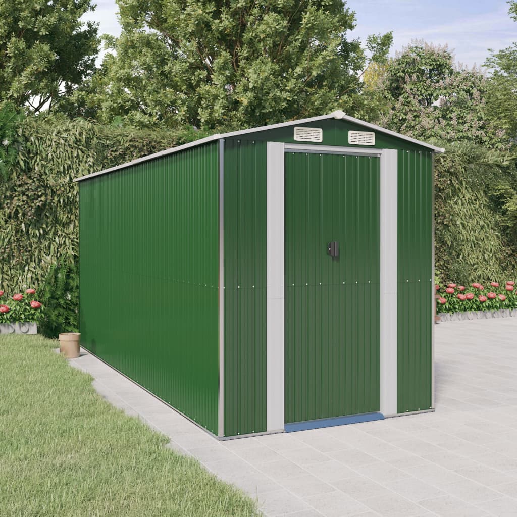 Capanno Da Giardino Verde 192x440x223 Cm Acciaio Zincato