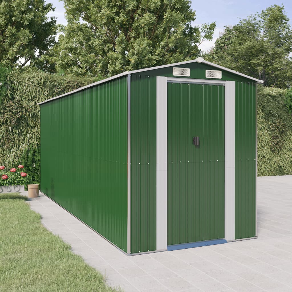 Capanno Da Giardino Verde 192x523x223 Cm Acciaio Zincato