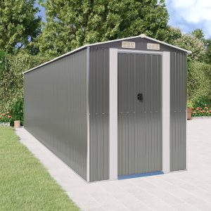 Capanno Da Giardino Grigio Chiaro 192x689x223cm Acciaio Zincato