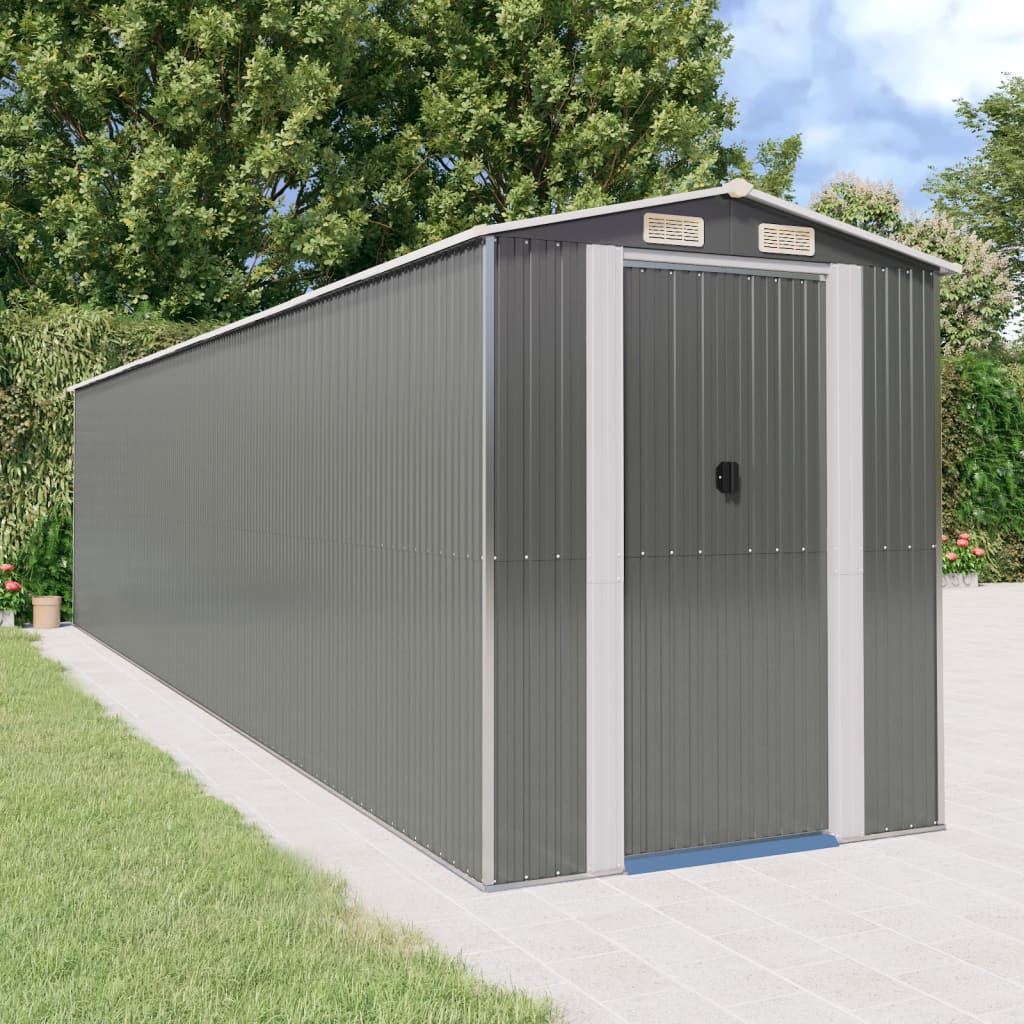Capanno Da Giardino Grigio Chiaro 192x855x223cm Acciaio Zincato