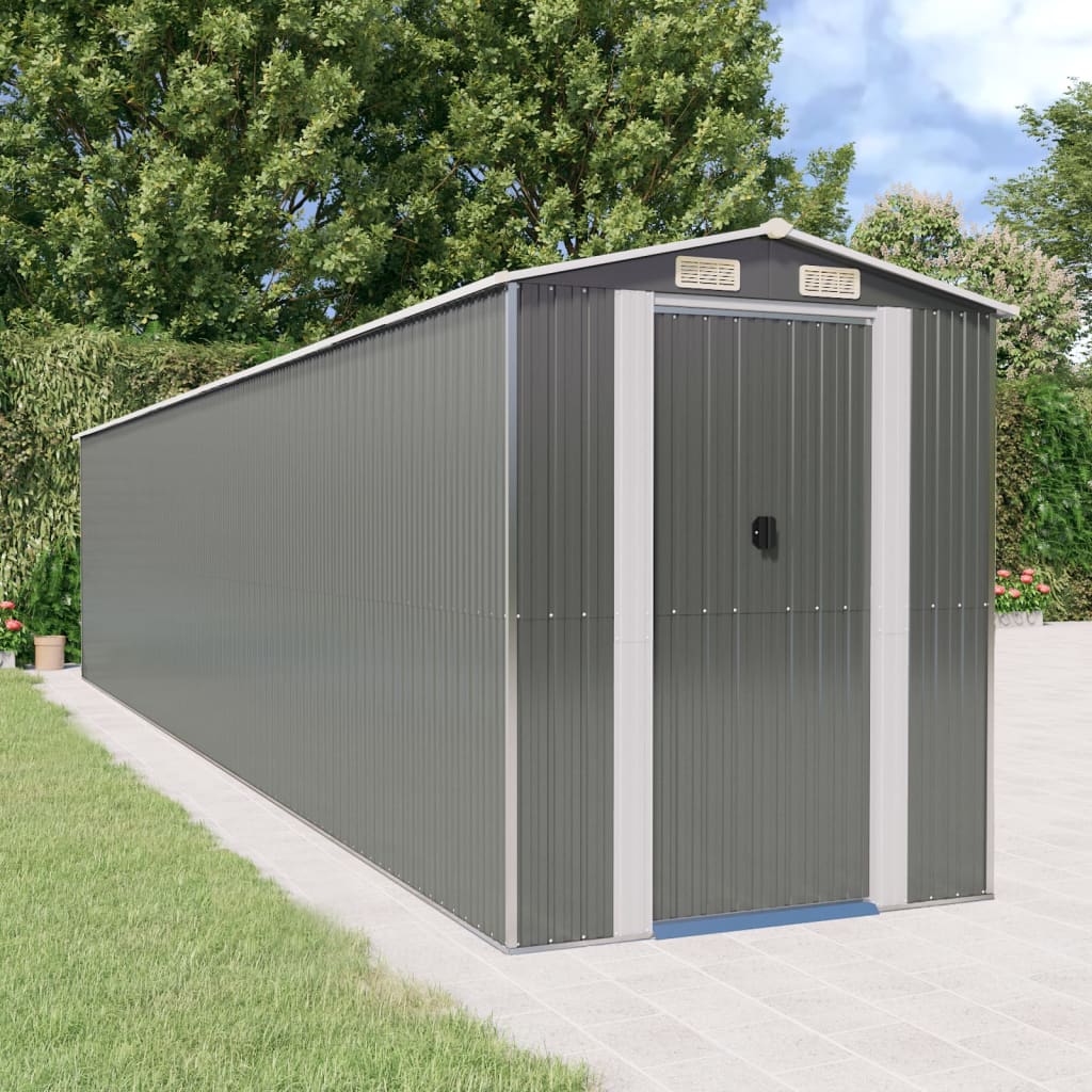 Capanno Da Giardino Grigio Chiaro 192x938x223cm Acciaio Zincato