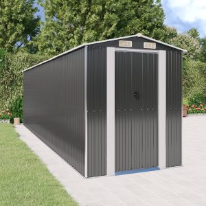 Capanno Da Giardino Antracite 192x689x223 Cm In Acciaio Zincato