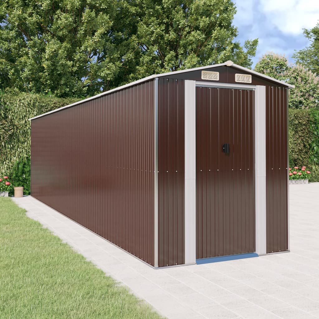 Capanno Da Giardino Marrone Scuro 192x772x223cm Acciaio Zincato