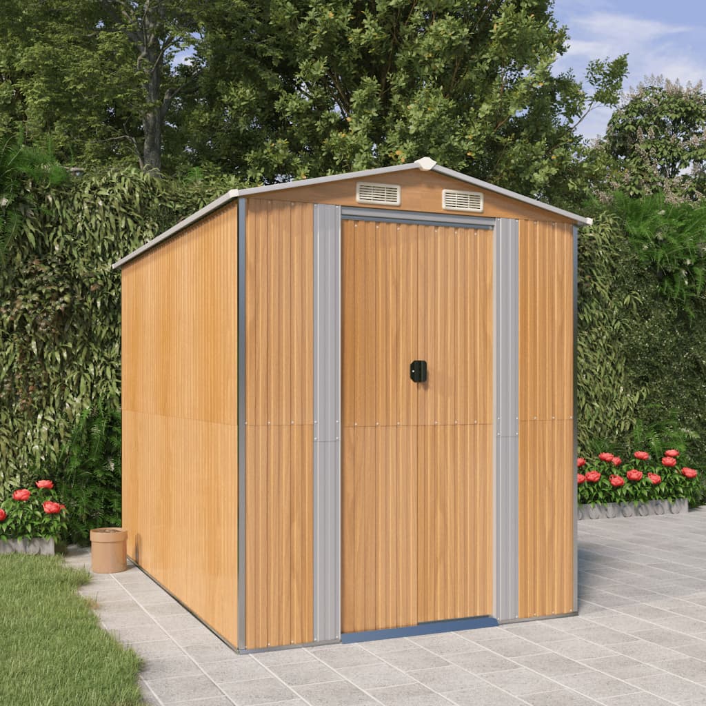 Capanno Giardino Marrone Chiaro 192x274x223 Cm Acciaio Zincato