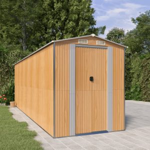 Capanno Giardino Marrone Chiaro 192x606x223 Cm Acciaio Zincato