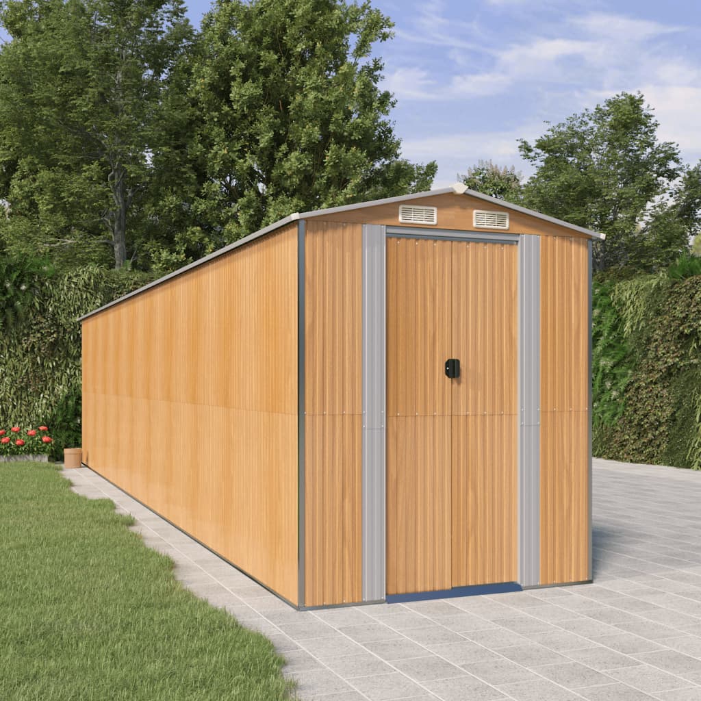 Capanno Giardino Marrone Chiaro 192x855x223 Cm Acciaio Zincato