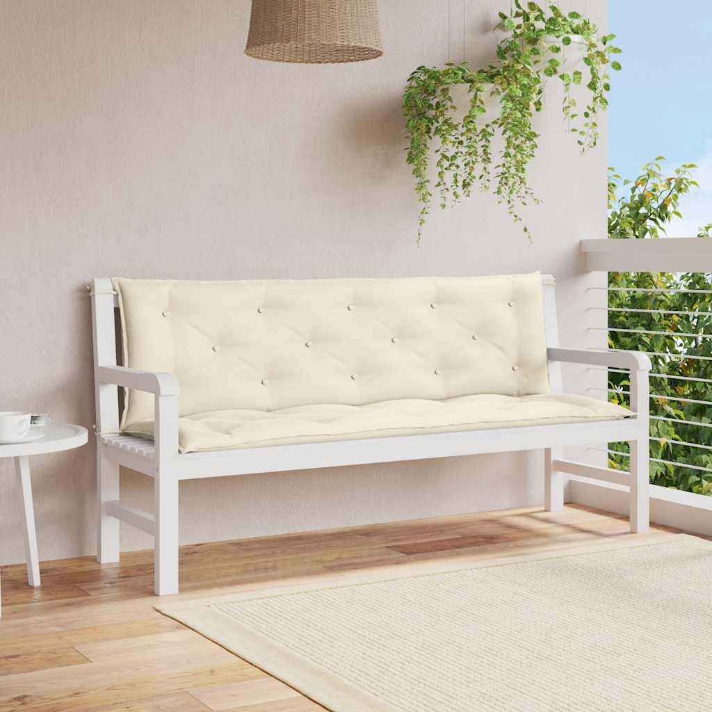 Cuscini Panca Giardino 2pz Bianco Crema 150x50x7 Tessuto Oxford