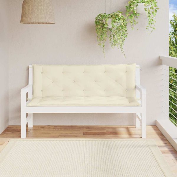 Cuscini Panca Giardino 2pz Bianco Crema 150x50x7 Tessuto Oxford - Image 3