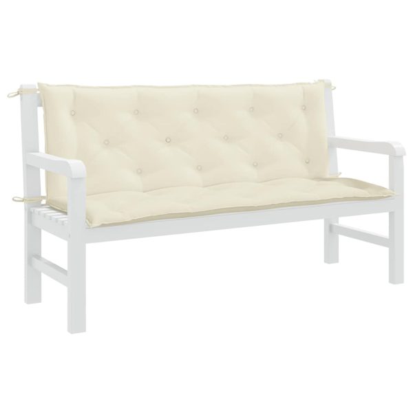 Cuscini Panca Giardino 2pz Bianco Crema 150x50x7 Tessuto Oxford - Image 4