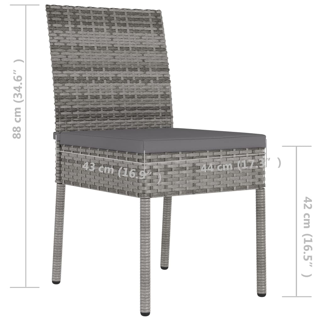 Sedie Da Pranzo Per Giardino 4 Pz In Polyrattan Grigio - Image 6