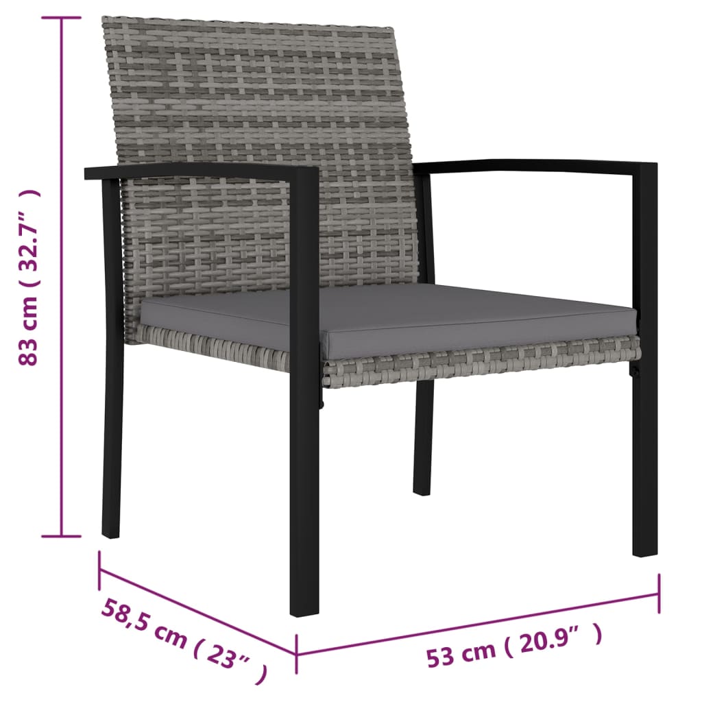 Sedie Da Pranzo Per Giardino 4 Pz In Polyrattan Grigio - Image 5