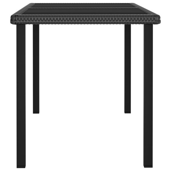 Tavolo Da Pranzo Da Giardino Nero 140x70x73 Cm In Polyrattan - Image 3