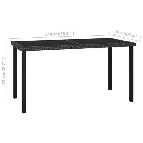 Tavolo Da Pranzo Da Giardino Nero 140x70x73 Cm In Polyrattan - Image 5