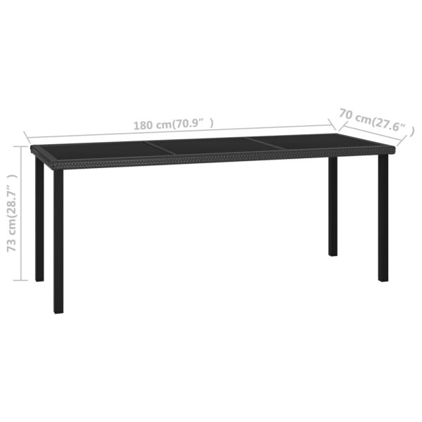 Tavolo Da Pranzo Da Giardino Nero 180x70x73 Cm In Polyrattan - Image 5
