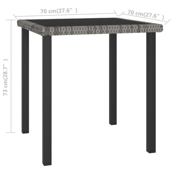 Tavolo Da Pranzo Da Giardino Grigio 70x70x73 Cm In Polyrattan - Image 4