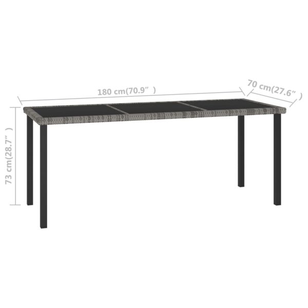Tavolo Da Pranzo Da Giardino Grigio 180x70x73 Cm In Polyrattan - Image 5