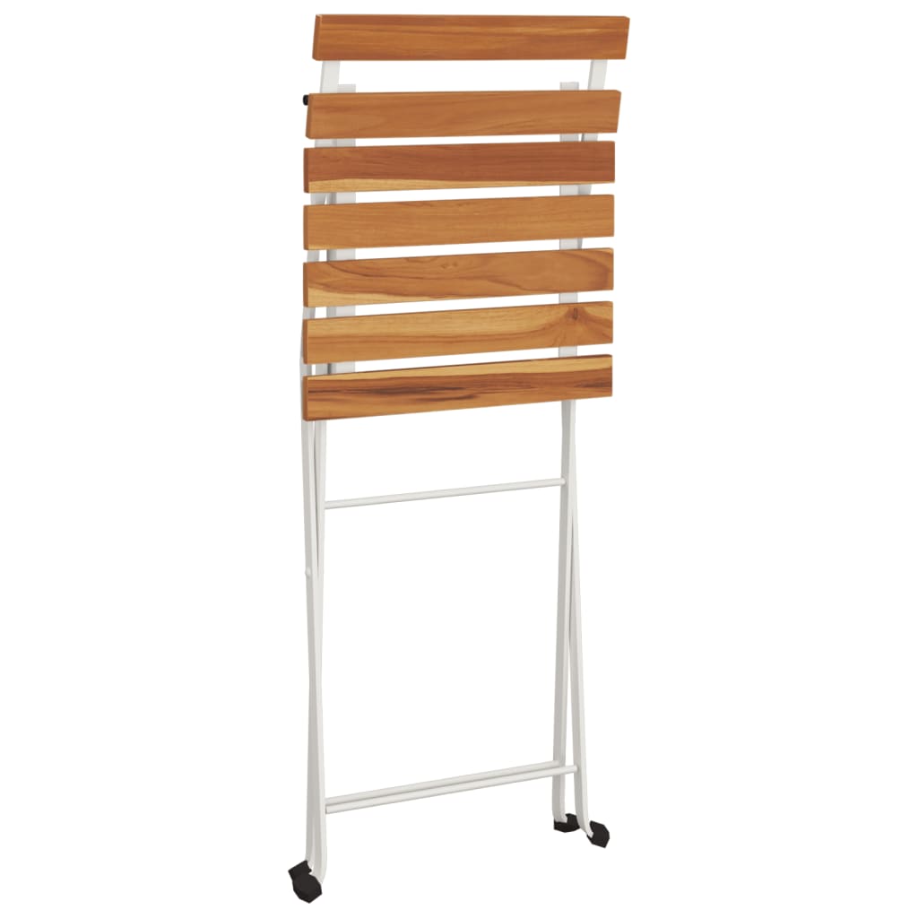 Set Bistrò Pieghevole 7pz In Legno Massello Di Acacia E Acciaio - Image 6