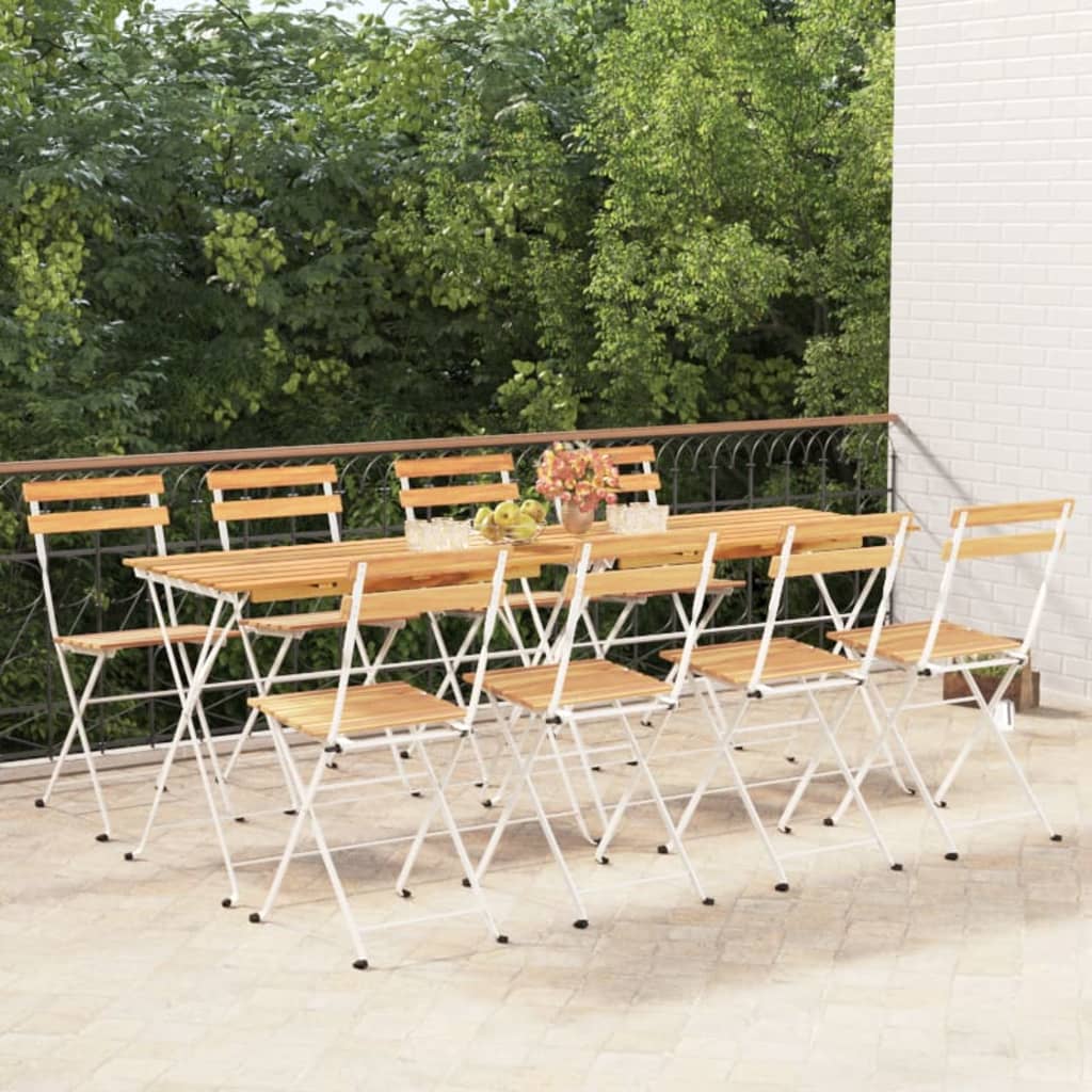Sedie Pieghevoli Da Bistrò 8 Pz Legno Massello Acacia E Acciaio