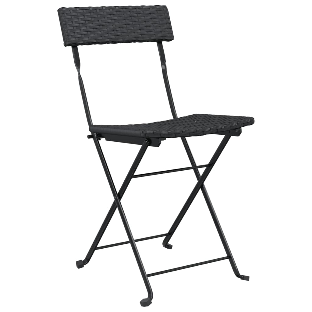 Sedie Pieghevoli Da Bistrò 4 Pz Nere Polyrattan E Acciaio - Image 3