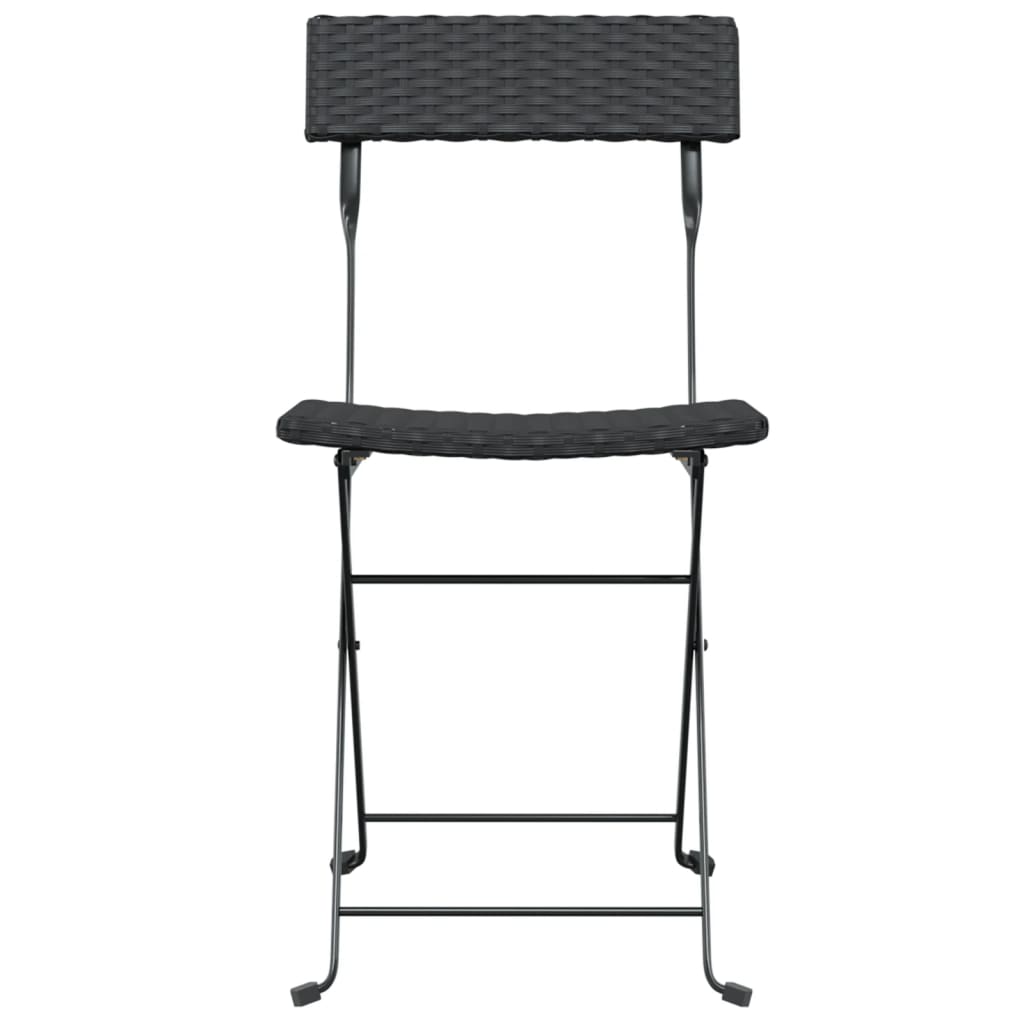 Sedie Pieghevoli Da Bistrò 4 Pz Nere Polyrattan E Acciaio - Image 4