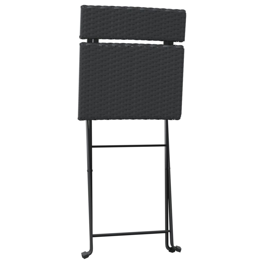 Sedie Pieghevoli Da Bistrò 4 Pz Nere Polyrattan E Acciaio - Image 5