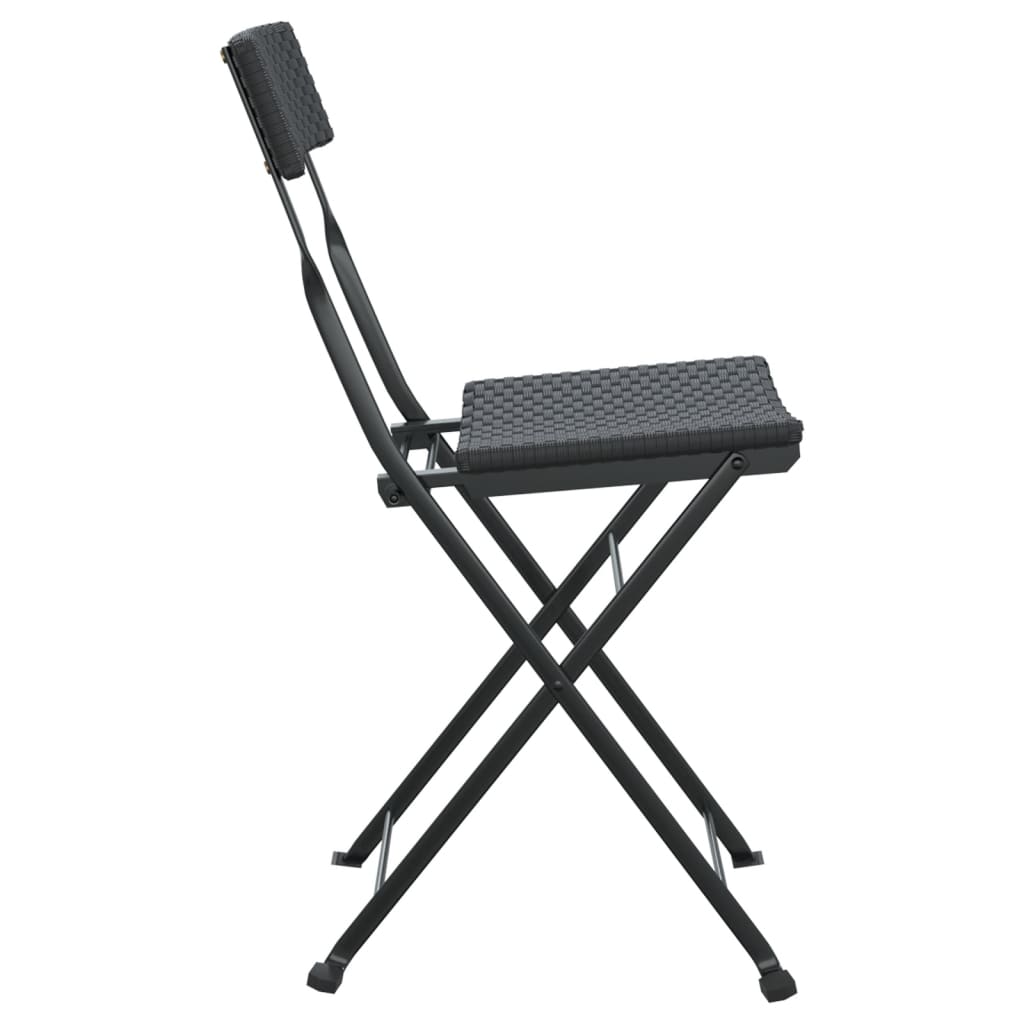 Sedie Pieghevoli Da Bistrò 4 Pz Nere Polyrattan E Acciaio - Image 6