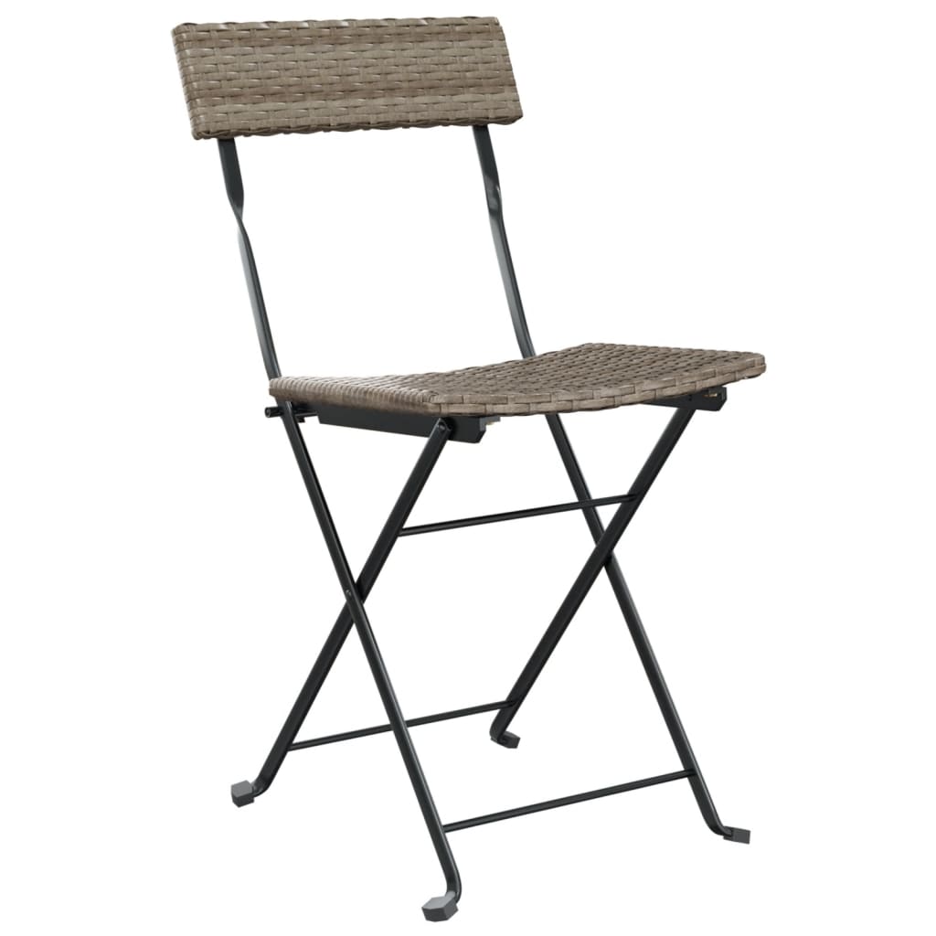 Sedie Pieghevoli Da Bistrò 4 Pz Grigie Polyrattan E Acciaio - Image 3