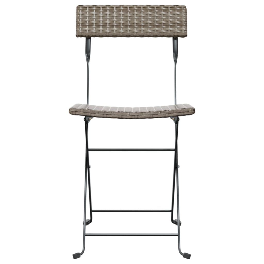 Sedie Pieghevoli Da Bistrò 4 Pz Grigie Polyrattan E Acciaio - Image 4