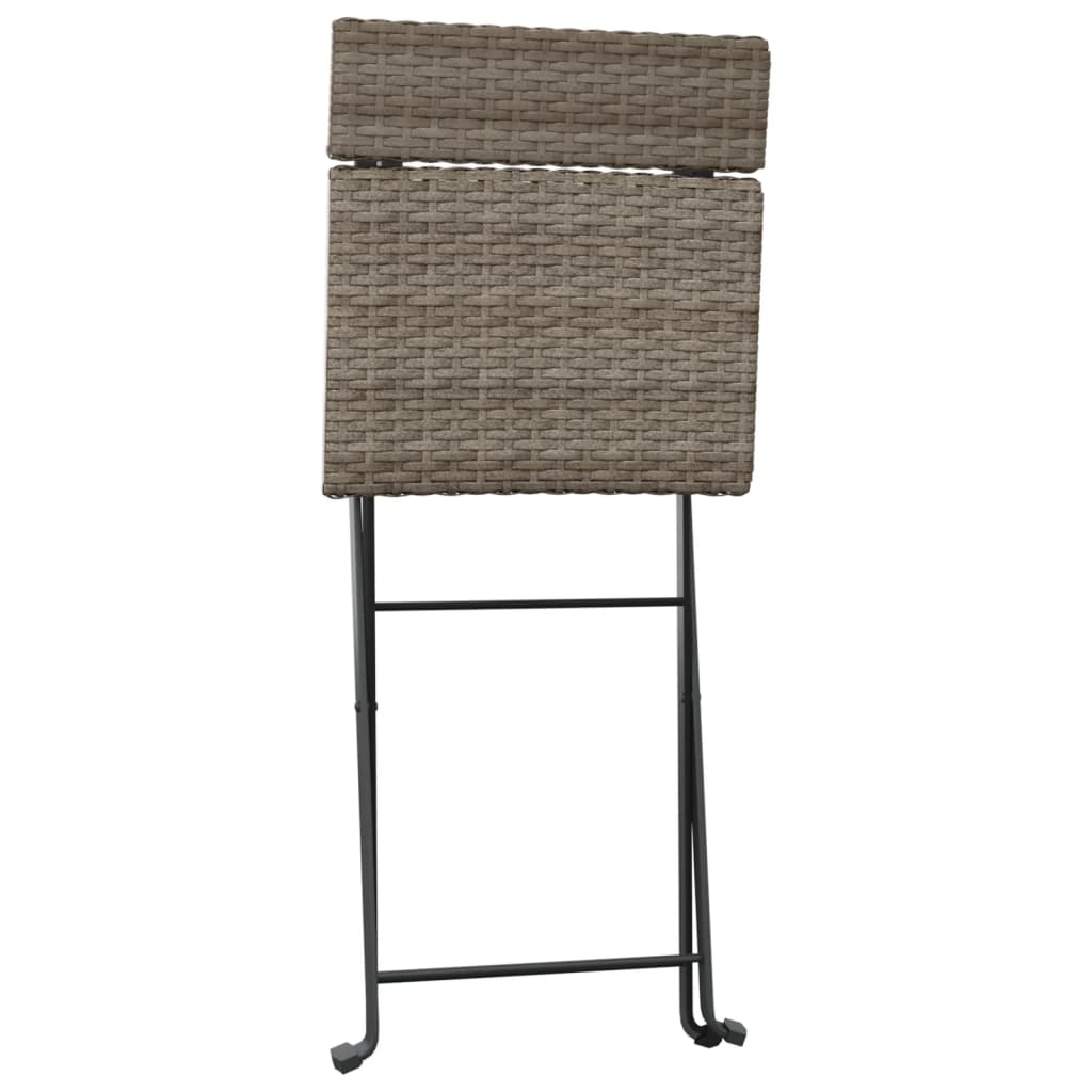 Sedie Pieghevoli Da Bistrò 4 Pz Grigie Polyrattan E Acciaio - Image 5