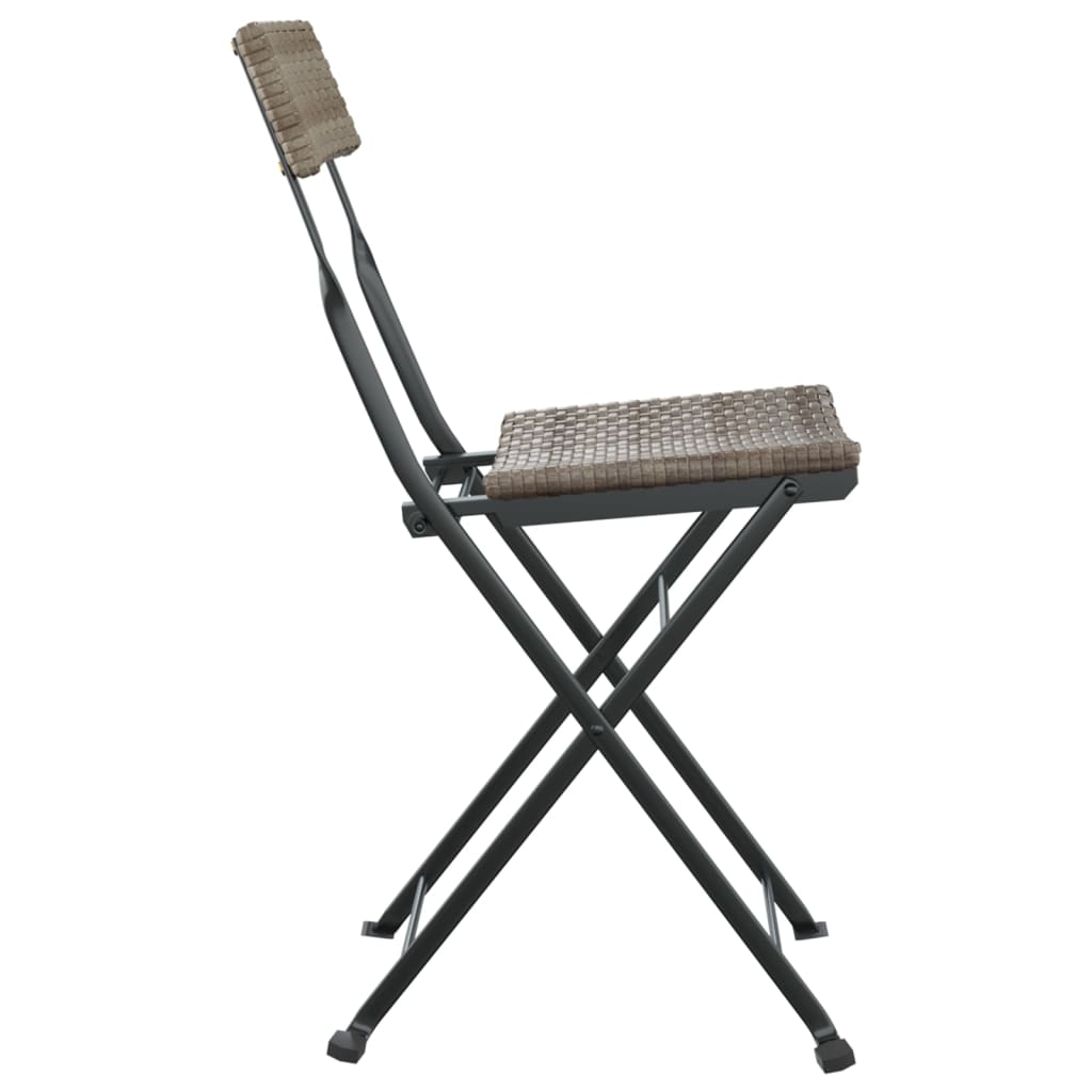 Sedie Pieghevoli Da Bistrò 4 Pz Grigie Polyrattan E Acciaio - Image 6