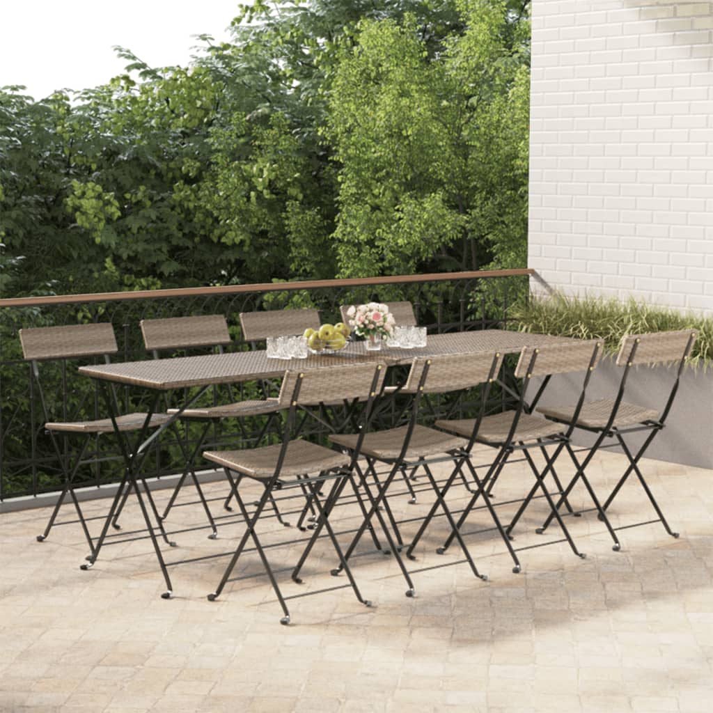 Sedie Pieghevoli Da Bistrò 8 Pz Grigie Polyrattan E Acciaio