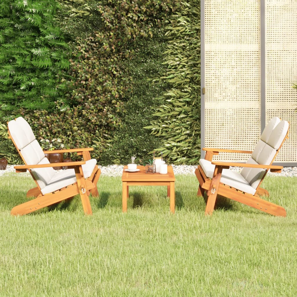 Set Salotto Da Giardino Adirondack 3pz Legno Massello Di Acacia