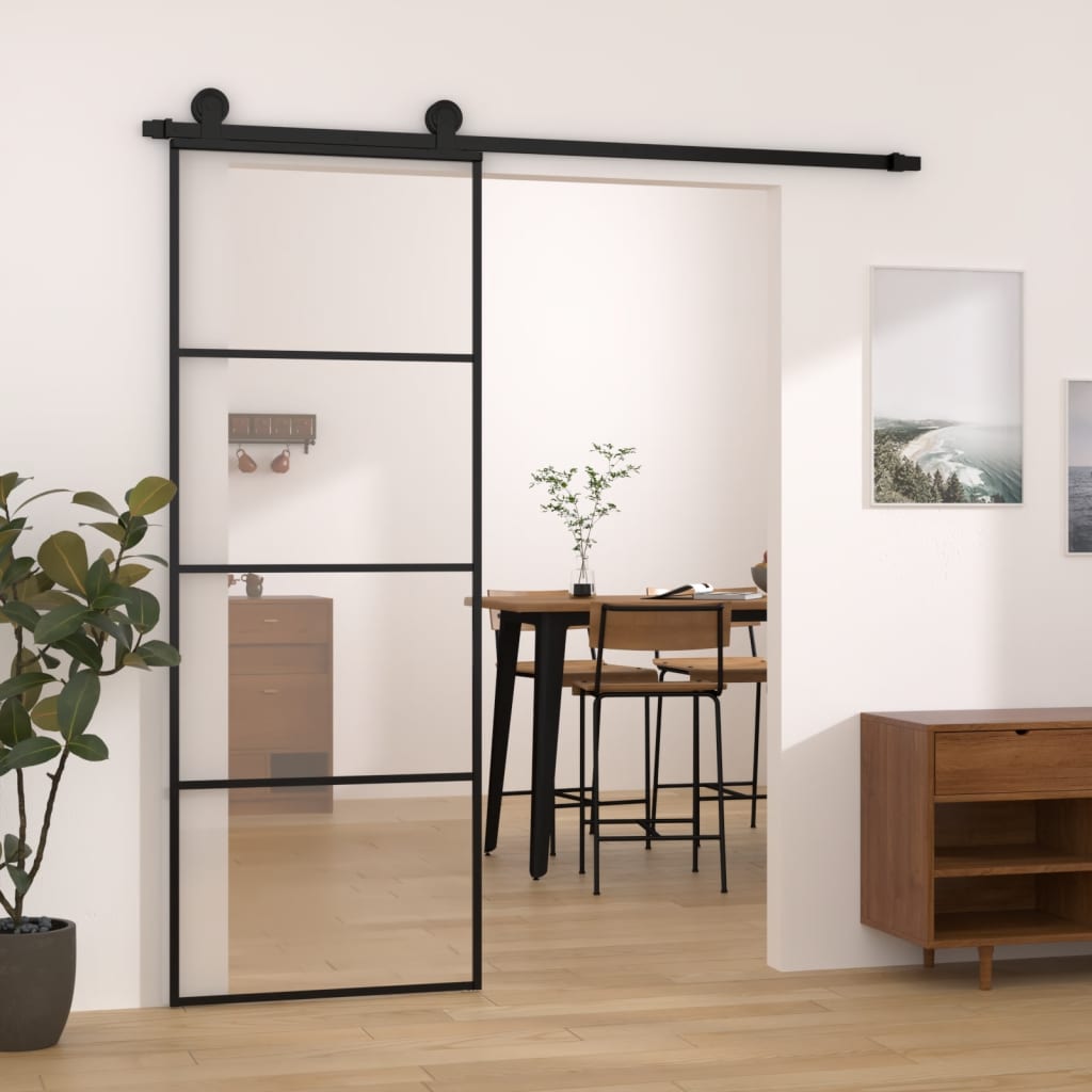 Porta Scorrevole Con Ferramenta 76x205cm Vetro Esg Alluminio