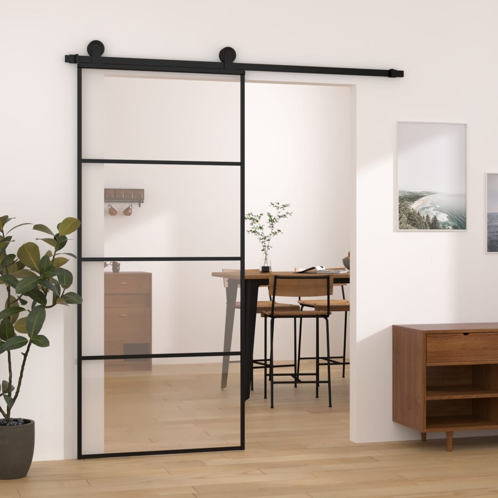 Porta Scorrevole Con Ferramenta 90x205cm Vetro Esg Alluminio